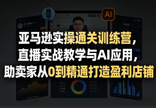 亚马逊实操通关训练营，直播实战教学与AI应用，助卖家从0到精通打造盈利店铺（更新3月）