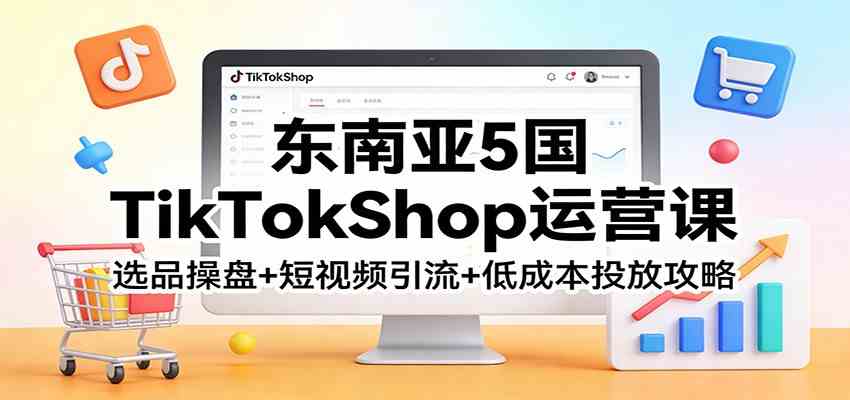 东南亚5国TikTokShop运营课：选品操盘+短视频引流+低成本投放攻略
