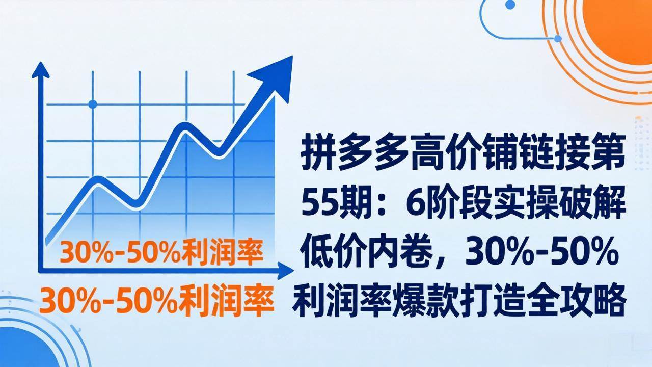 (17698期)拼多多高价铺链接第55期:6阶段实操破解低价内卷,30%-50%利润率爆款打造全攻略 (17698期)拼多多高价铺链接第55期:6阶段实操破解低价内卷,30%-50%利润率爆款打造全攻略