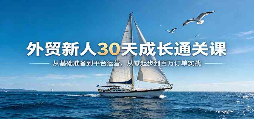 外贸新人30天成长通关课：从基础准备到平台运营，从零起步到百万订单实战