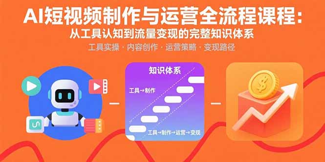 AI短视频制作与运营全流程课程：从工具认知到流量变现的完整知识体系-知知学社