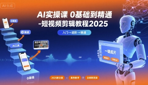 AI实操课0基础到精通-短视频剪辑教程2025-知知学社