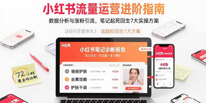 小红书流量运营进阶指南，数据分析与涨粉引流，笔记起死回生7大实操方案-知知学社
