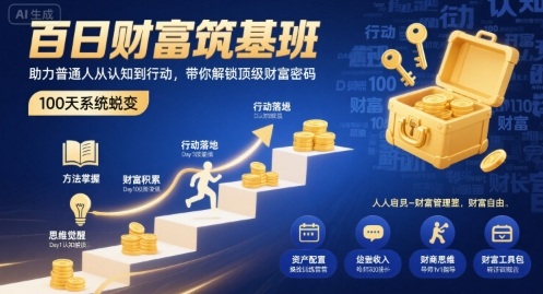 百日财富筑基班，助力普通人从认知到行动，带你解锁顶级财富密码-知知学社