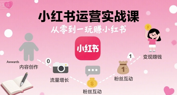 小红书运营实战课，从零到一玩賺小红书-知知学社