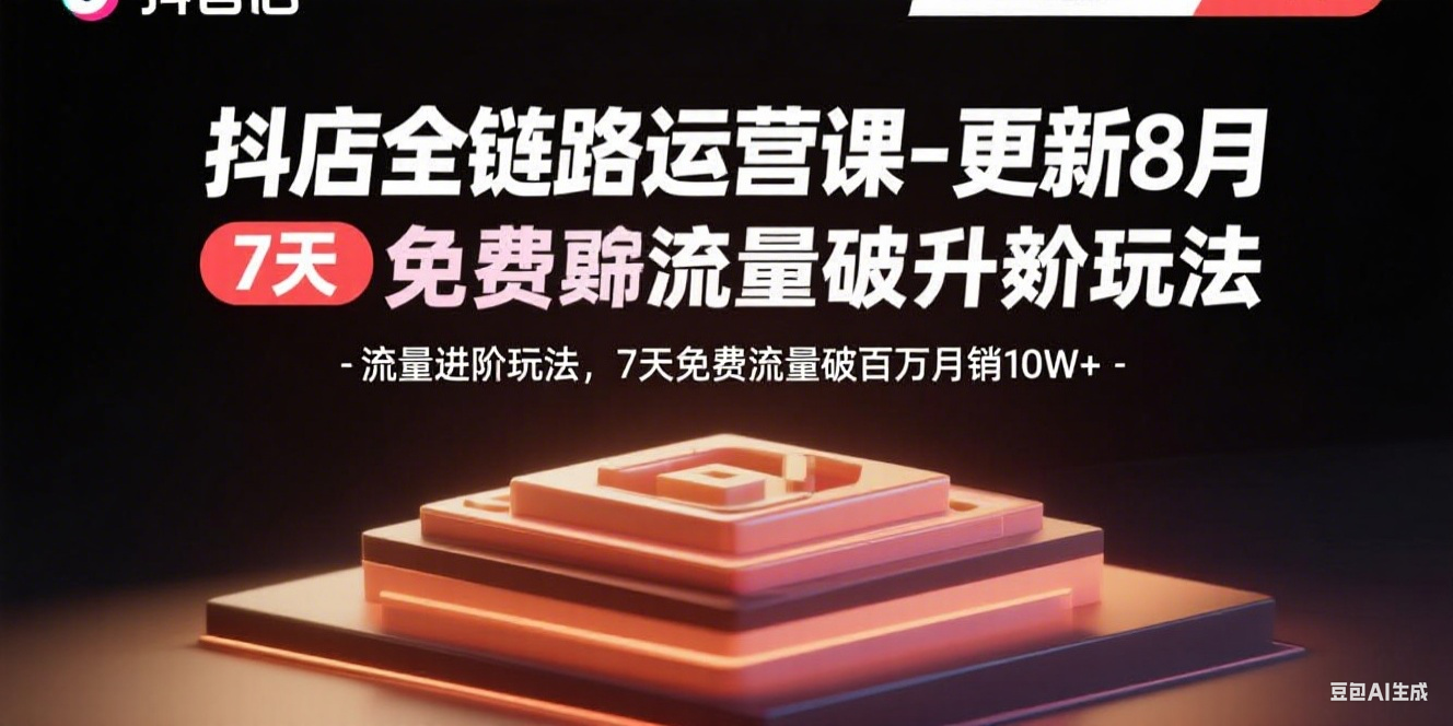 抖店全链路运营课-更新8月：流量进阶玩法，7天免费流量破百万月销10W+-知知学社