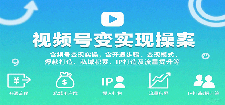 视频号变现实操，含开通步骤、变现模式、爆款打造、私域积累、IP打造及流量提升等-知知学社