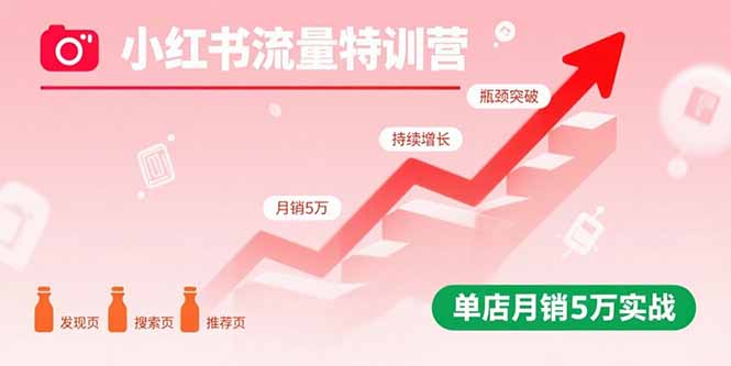 小红书流量特训营：突破流量瓶颈，实现店铺持续增长，单店月销5万实战-知知学社