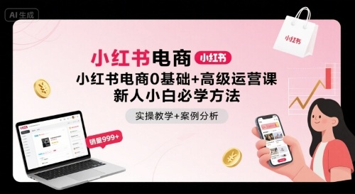 小红书电商0基础+高级运营课，新人小白必学方法，实操教学+案例分析-知知学社