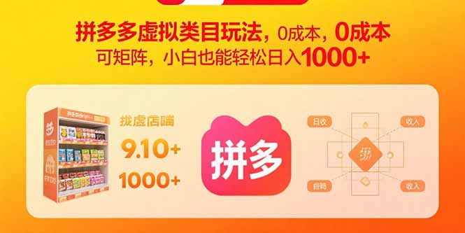 拼多多虚拟类目玩法，0成本，可矩阵，小白也能轻松日入1000+-知知学社