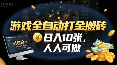 游戏全自动打金搬砖，日入10张，人人可做，纯干货，长期稳定收益项目-知知学社