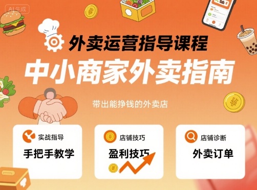 外卖运营指导课程，中小商家外卖指南，手把手带出能挣钱的外卖店-知知学社