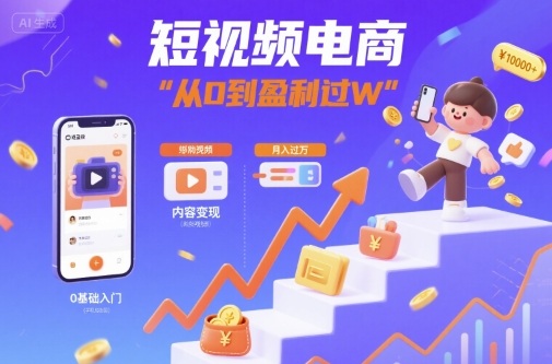短视频电商：短视频变现从0到盈利过W-知知学社