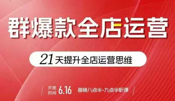 贾真电商群爆款全店运营，21天提升全店运营思维，起店、全店运营爆款不断-知知学社