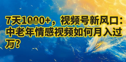 7天收益1k+，视频号新风口：中老年情感视频如何月入过W?-知知学社