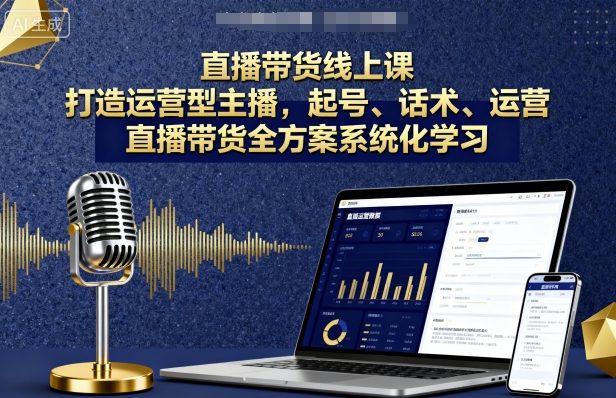 直播带货线上课，打造运营型主播，起号、话术、运营，直播带货全方案系统化学习-知知学社