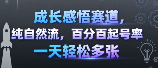 成长感悟赛道，纯自然流，百分百起号率 一天轻松多张-知知学社