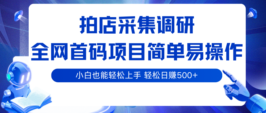 拍店采集调研，全网首码项目，简单易操作， 小白也能轻松上手，轻松日赚500+-知知学社
