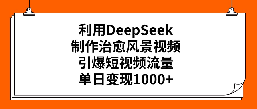 利用DeepSeek制作，治愈风景视频，引爆短视频流量，单日变现1000+-知知学社