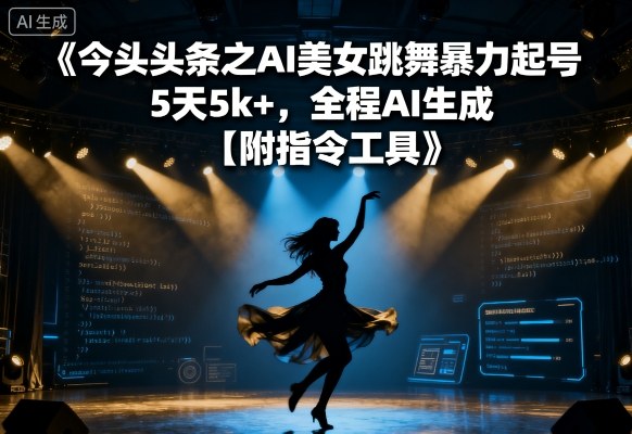 今日头条之AI美女跳舞爆栗起号，5天1k+，全程AI生成【附指令工具】-知知学社