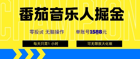 番茄音乐人掘金，单账号最高可撸1k+，可无限矩阵去做，零投入-知知学社