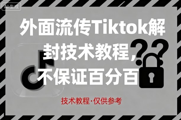 外面流传Tiktok解封技术教程，不保证百分百，具体自测-知知学社