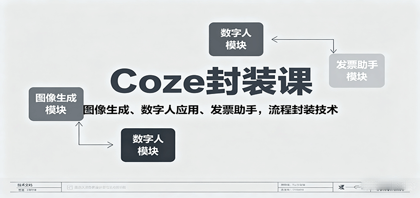 Coze封装课，图像生成、数字人应用、发票助手，流程封装技术-知知学社