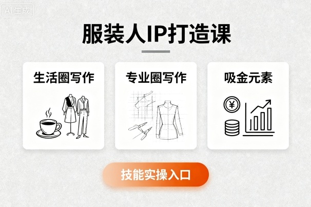 服装人IP打造课，文案创富+生活圈写作+专业圈写作+服装人专属+吸金元素+技能实操-知知学社