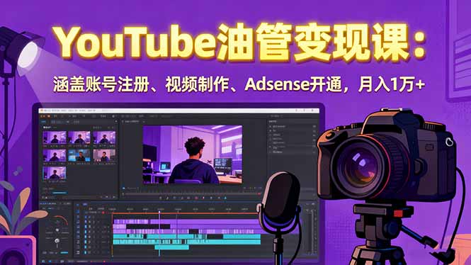 2025YouTube油管变现课:涵盖账号注册、视频制作、Adsense开通,月入1万+ 2025YouTube油管变现课:涵盖账号注册、视频制作、Adsense开通,月入1万+