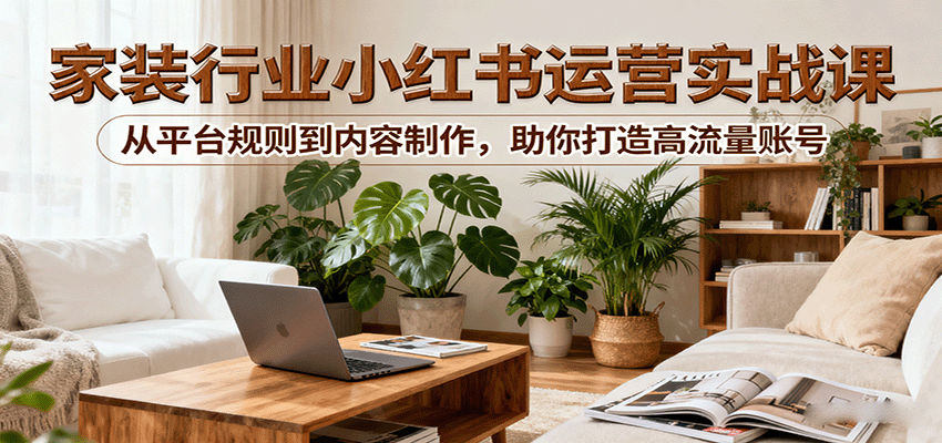 小红书家装行业运营实战课：从平台规则到内容制作，助你打造高流量账号-知知学社