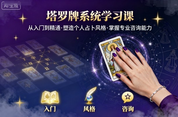 塔罗牌系统学习课，助你从入门到精通，塑造个人占卜风格，掌握专业咨询能力-知知学社