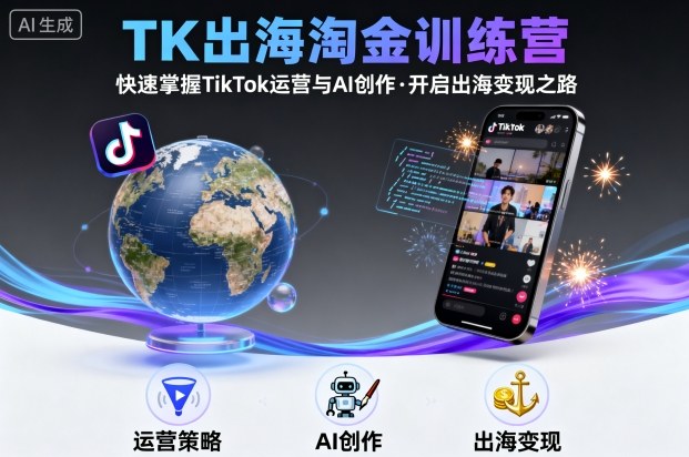 TK出海淘金训练营，助你快速掌握TikTok运营与AI创作，开启出海变现之路-知知学社
