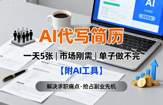 AI代写简历，一天5张，今年找工作难，市场刚需，单子做不完【附AI工具】-知知学社