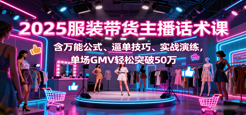 2025服装带货主播话术课，含万能公式、逼单技巧、实战演练，单场GMV轻松突破50万-知知学社