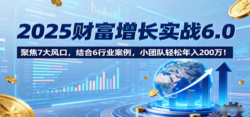 2025财富增长实战6.0，聚焦7大风口，结合6行业案例，小团队轻松年入200万！-知知学社