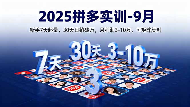 2025拼多多实训-9月：新手7天起量,30天日销破万,月利润3-10万,可矩阵复制-知知学社
