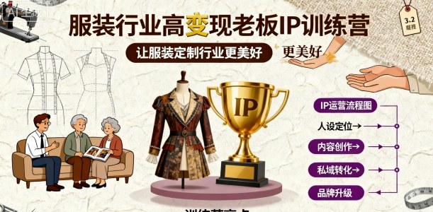服装行业高变现老板IP训练营,让服装定制行业更美好-知知学社