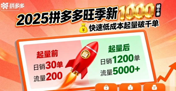 2025拼多多旺季新老店铺快速低成本起量破千单-知知学社
