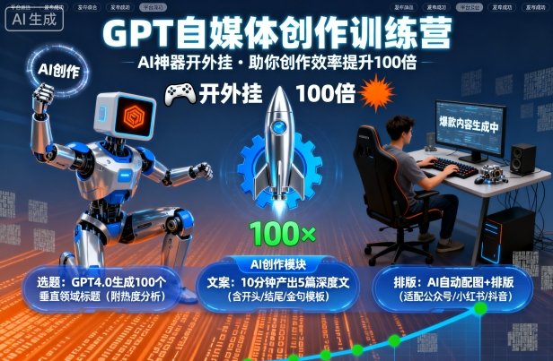 GPT自媒体创作训练营:AI神器开外G,助你创作效率提升100倍-知知学社