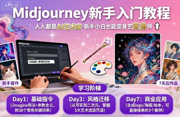 midjourney新手入门教程:人人都是AI艺术家,新手小白也能变身艺术大师-知知学社