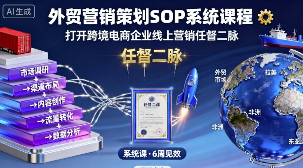 外贸营销策划SOP系统课程,打开跨境电商企业线上营销任督二脉-知知学社