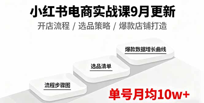 小红书电商实战课9月更新,开店流程/选品策略/爆款店铺打造,单号月均10w+-知知学社