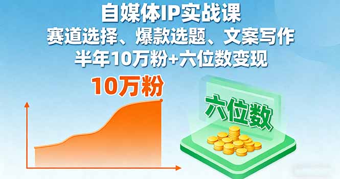 自媒体IP实战课,赛道选择、爆款选题、文案写作,半年10万粉+六位数变现-知知学社