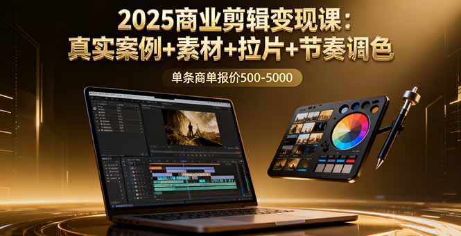 2025商业剪辑变现课:真实案例+素材+拉片+节奏调色,单条商单报价500-5000-知知学社