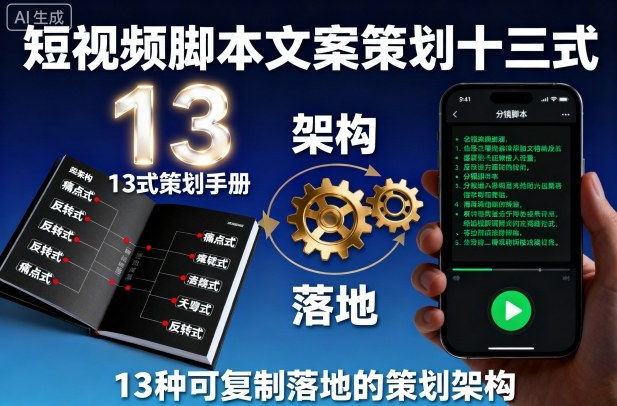 短视频脚本文案策划十三式,13种可复制落地的策划架构-知知学社
