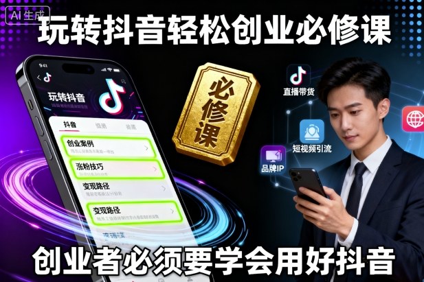 玩转抖音轻松创业必修课,创业者必须要学会用好抖音-知知学社