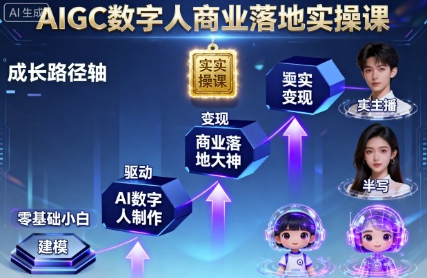 AIGC数字人商业落地实操课,从零基础小白到AI数字人大神-知知学社