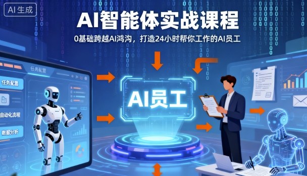 Ai智能体实战课程，0基础跨越Ai鸿沟，打造24小时帮你工作的Ai员工，打破常规，以实战定义Ai-知知学社