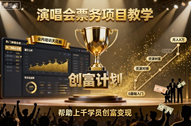 演唱会票务项目教学,业内培训天花板,帮助上千学员创富变现-知知学社