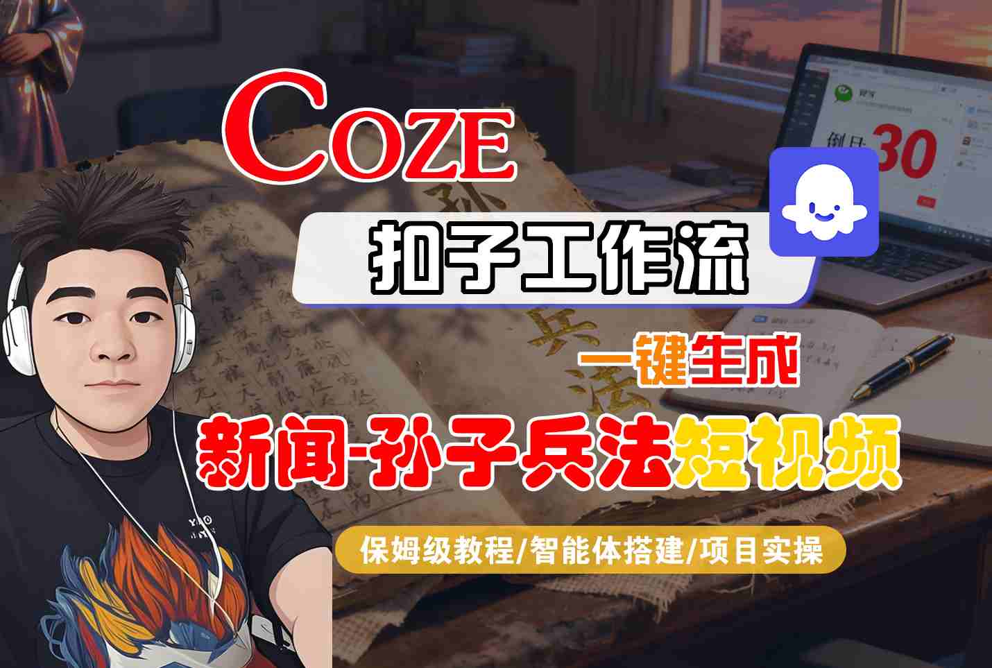 Coze扣子智能体工作流一键生成新闻-孙子兵法短视频,全流程保姆级教学-知知学社